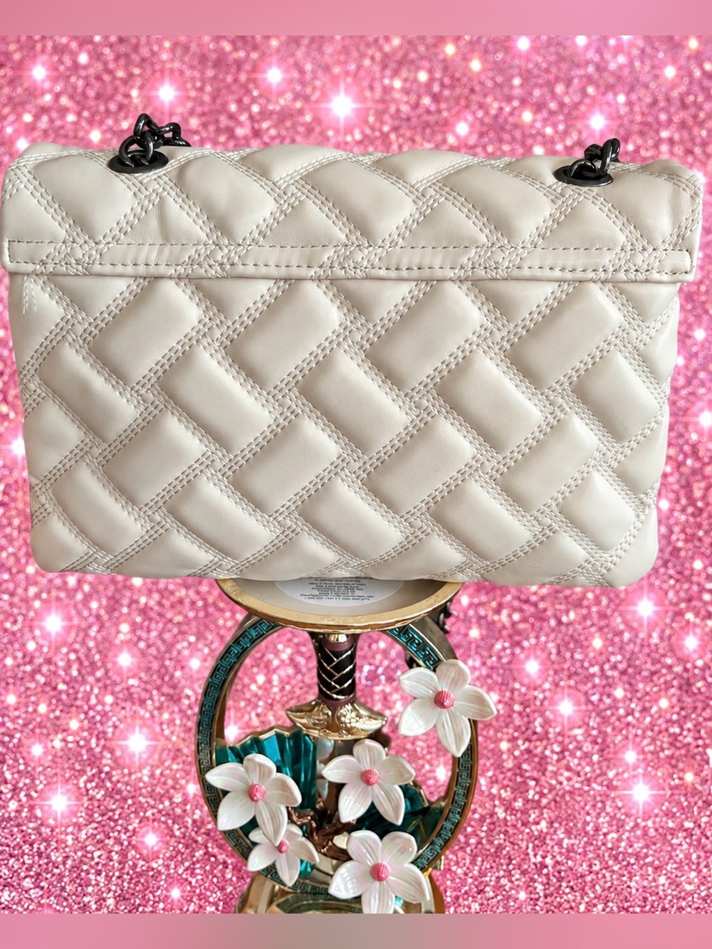 Kurt Geiger London Cream Quilted Leather Shoulder Bag - Picture 2 of 5